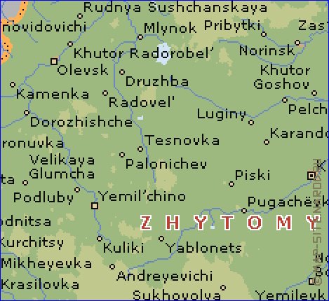 mapa de Zhytomyr em ingles
