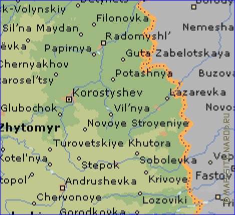 carte de Oblast de Jytomyr en anglais