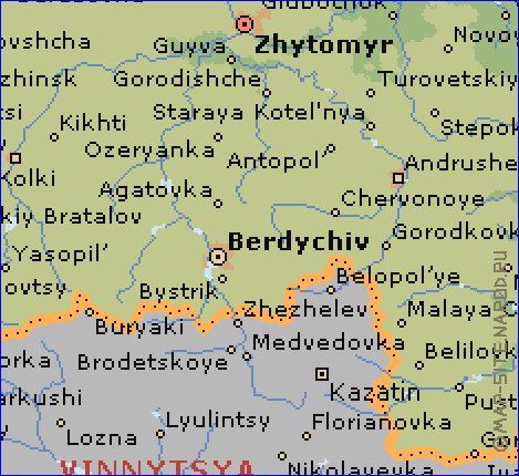 mapa de Zhytomyr em ingles