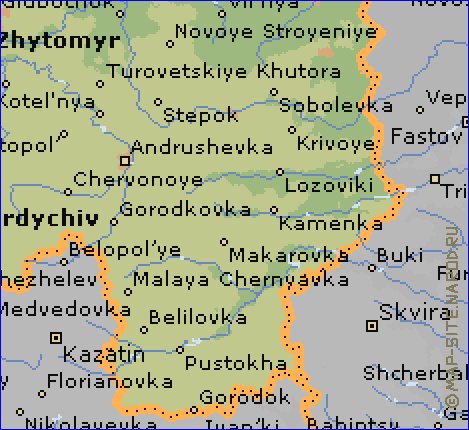 carte de Oblast de Jytomyr en anglais