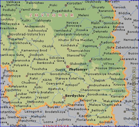 mapa de Zhytomyr em ingles