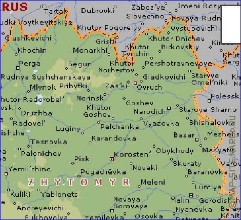 carte de Oblast de Jytomyr en anglais