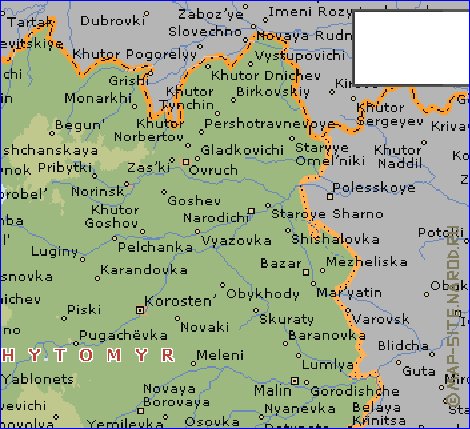 carte de Oblast de Jytomyr en anglais