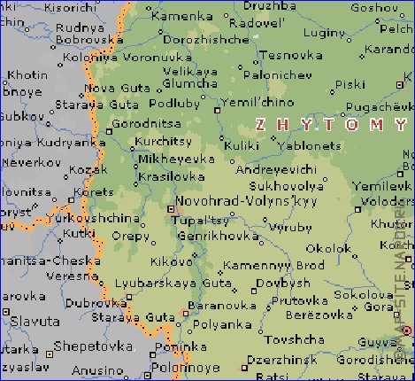 carte de Oblast de Jytomyr en anglais