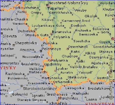 mapa de Zhytomyr em ingles