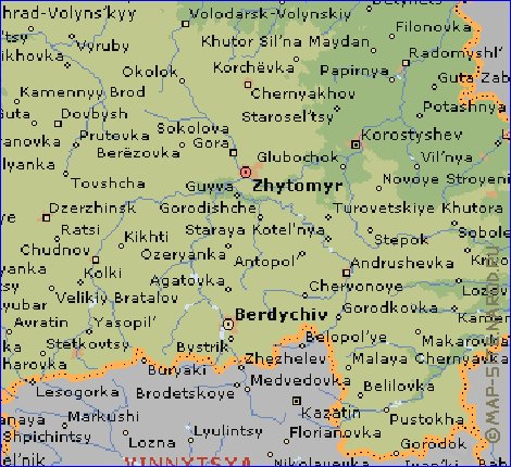 mapa de Zhytomyr em ingles