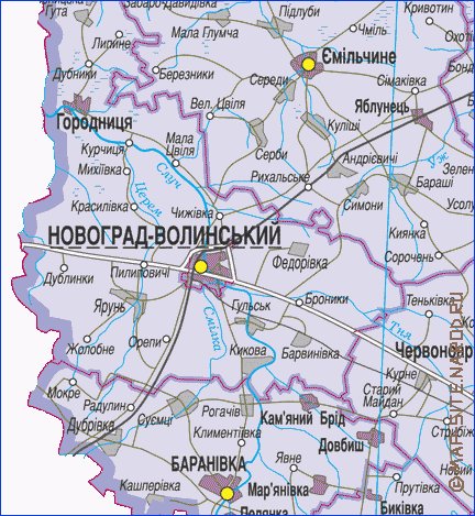carte de Oblast de Jytomyr